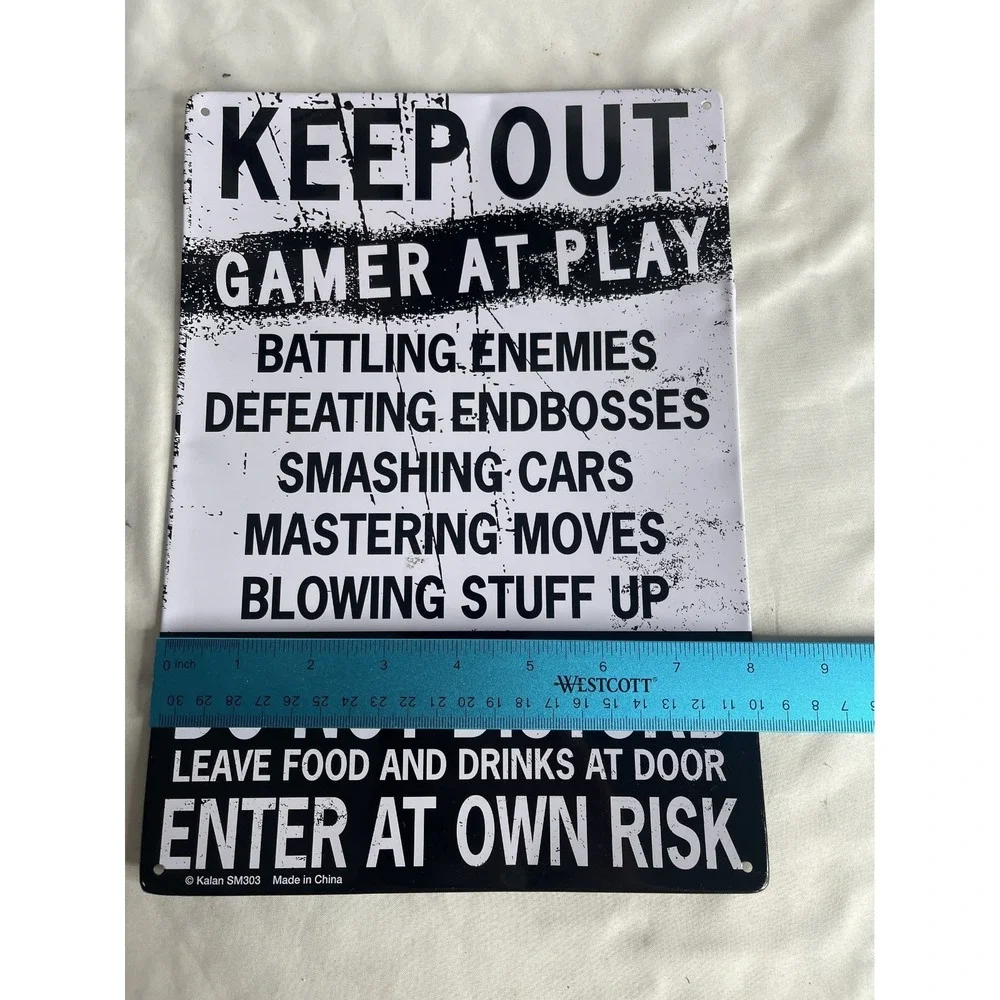 "Keep Out Gamer at Play" 8" x 12" Metal Tin Funny Bar Sign DO NOT DISTURB - Picture 4 of 4